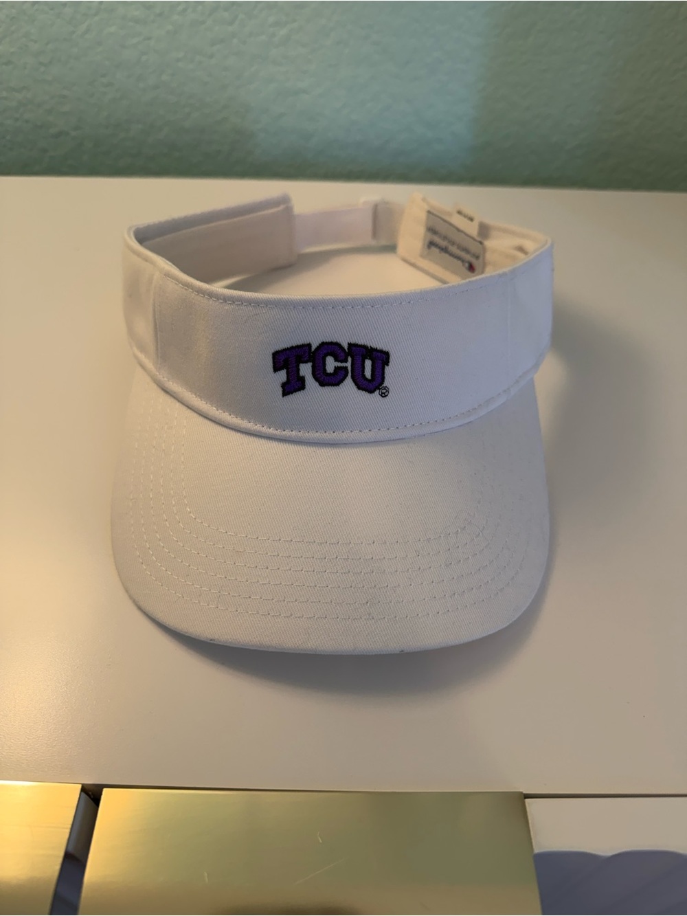 TCU Champion White Athletic Visor with Logo Patch